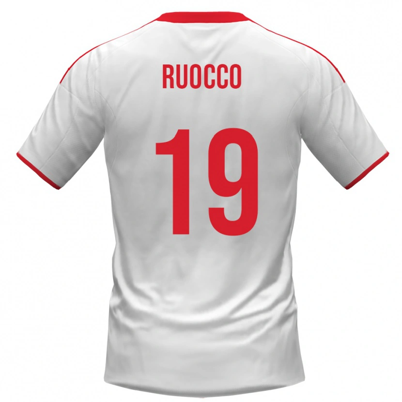 Danxen Kvinnor Francesco Ruocco #19 Vit Röd Hemmatröja Matchtröjor 2025/26 Tröjor T-Tröja