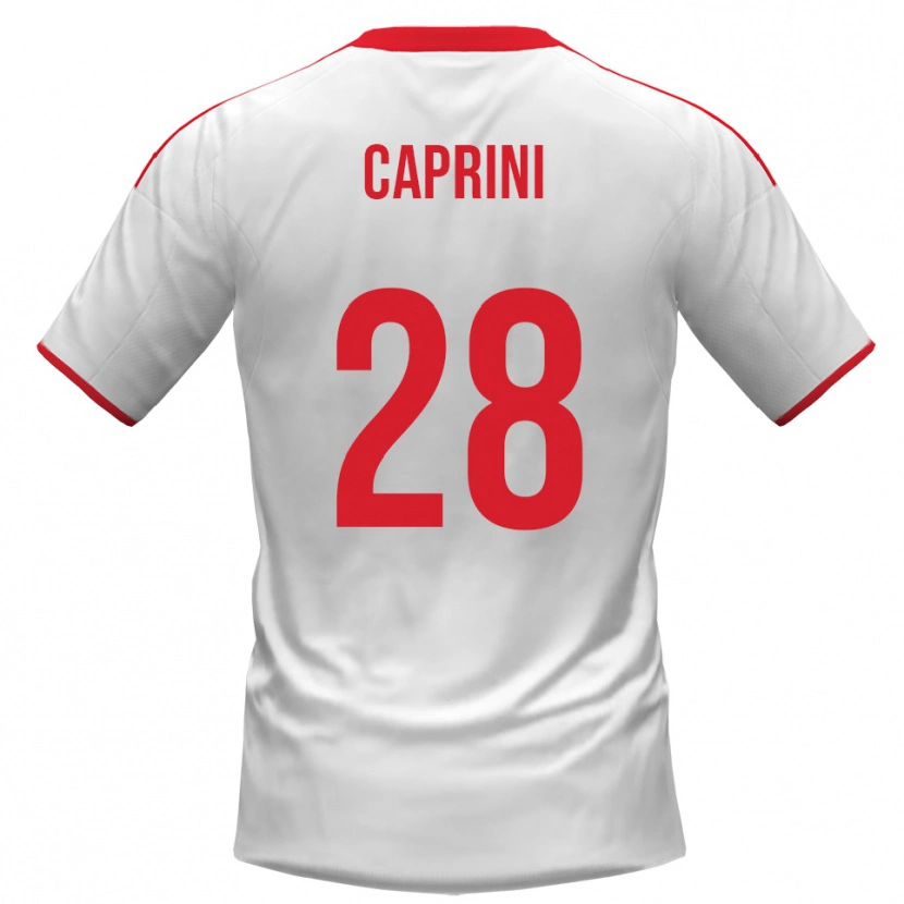 Danxen Kvinnor Maat Daniel Caprini #28 Vit Röd Hemmatröja Matchtröjor 2025/26 Tröjor T-Tröja