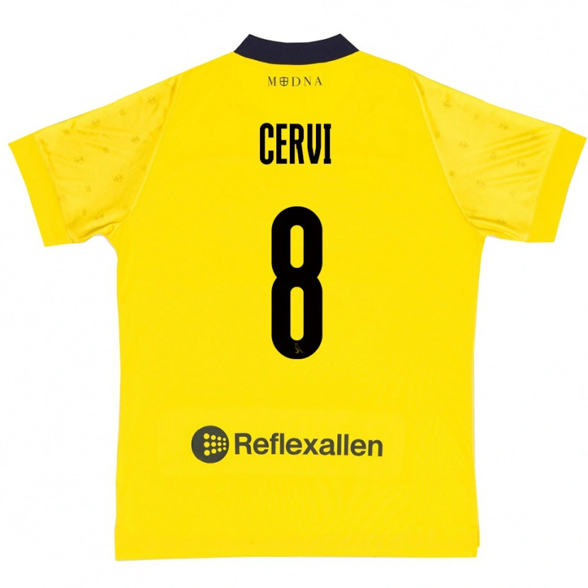 Danxen Kvinnor Tommaso Cervi #8 Gul Marinblå Hemmatröja Matchtröjor 2025/26 Tröjor T-Tröja