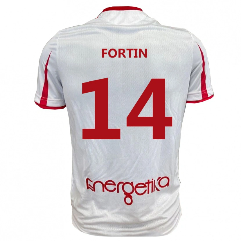Danxen Kvinnor Mattia Fortin #14 Vit Röd Hemmatröja Matchtröjor 2025/26 Tröjor T-Tröja