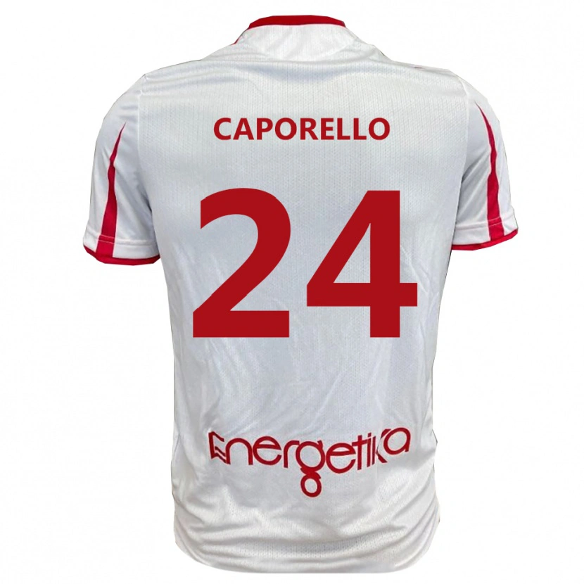 Danxen Kvinnor Edoardo Caporello #24 Vit Röd Hemmatröja Matchtröjor 2025/26 Tröjor T-Tröja