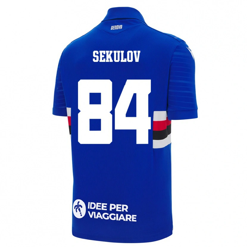 Danxen Kvinnor Nikola Sekulov #84 Blå Vit Hemmatröja Matchtröjor 2025/26 Tröjor T-Tröja