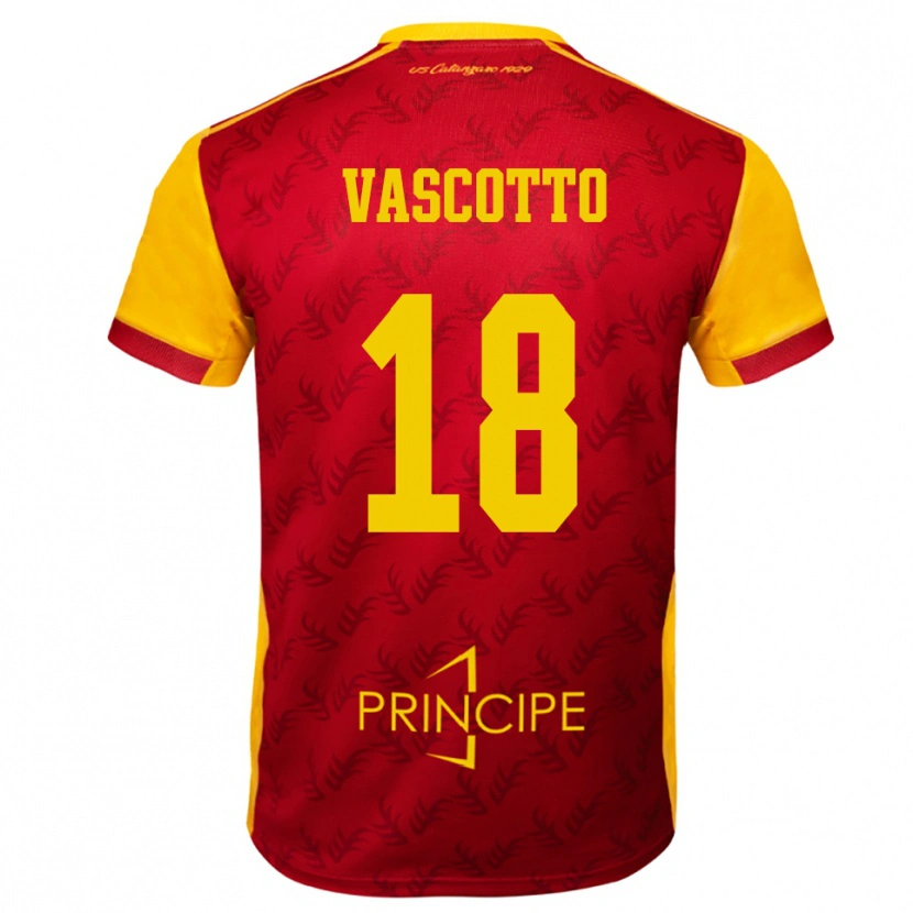 Danxen Kvinnor Edoardo Vascotto #18 Gul Röd Hemmatröja Matchtröjor 2025/26 Tröjor T-Tröja