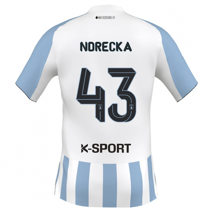 Danxen Kvinnor Angelo Ndrecka #43 Vitt Himmelsblått Hemmatröja Matchtröjor 2025/26 Tröjor T-Tröja