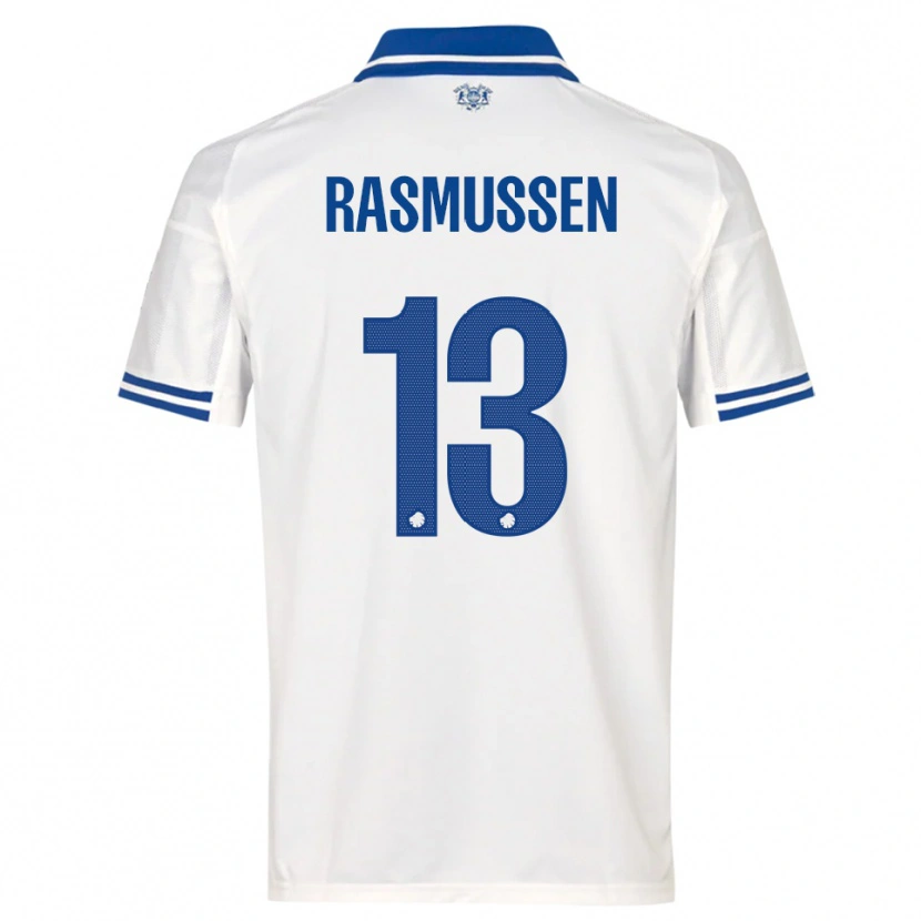 Danxen Kvinnor Sara Rasmussen #13 Vit Blå Hemmatröja Matchtröjor 2025/26 Tröjor T-Tröja