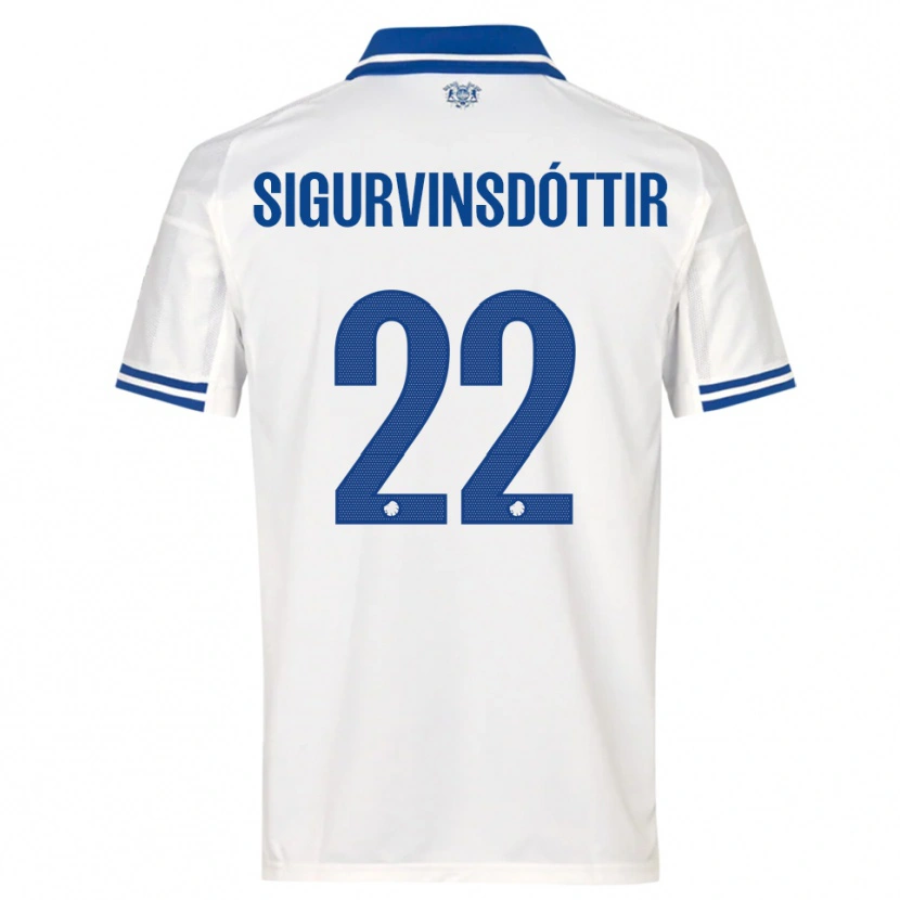 Danxen Kvinnor Sunneva Sigurvinsdóttir #22 Vit Blå Hemmatröja Matchtröjor 2025/26 Tröjor T-Tröja