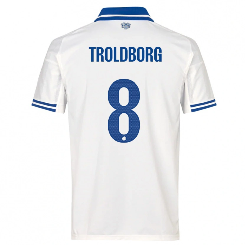 Danxen Kvinnor Frederikke Troldborg #8 Vit Blå Hemmatröja Matchtröjor 2025/26 Tröjor T-Tröja