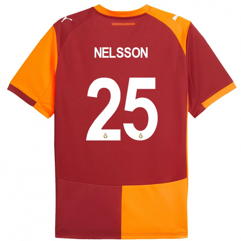 Danxen Kvinnor Victor Nelsson #25 Röd Orange Hemmatröja Matchtröjor 2025/26 Tröjor T-Tröja