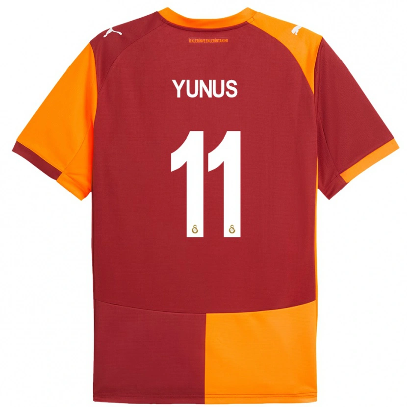 Danxen Kvinnor Yunus Akgün #11 Röd Orange Hemmatröja Matchtröjor 2025/26 Tröjor T-Tröja
