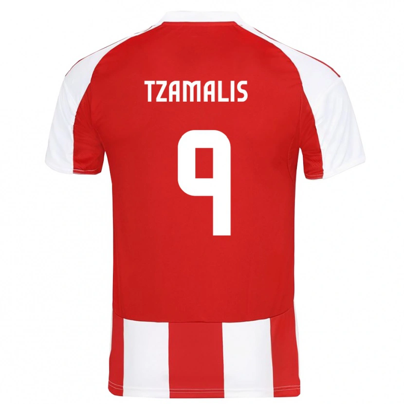 Danxen Kvinnor Alexandros Tzamalis #9 Röd Vit Hemmatröja Matchtröjor 2025/26 Tröjor T-Tröja