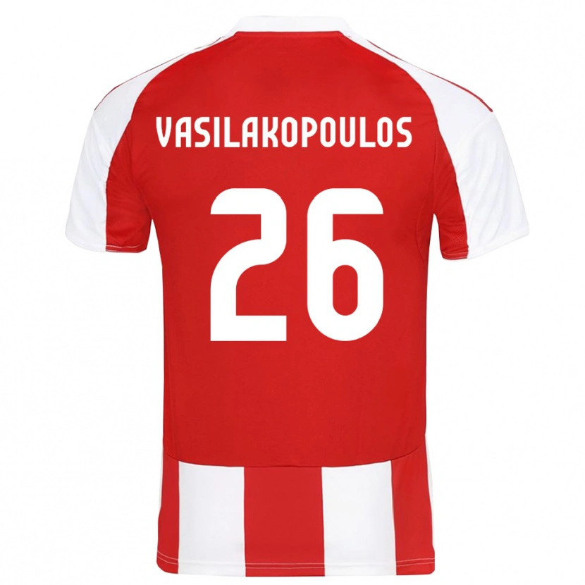Danxen Kvinnor Sarantos Vasilakopoulos #26 Röd Vit Hemmatröja Matchtröjor 2025/26 Tröjor T-Tröja