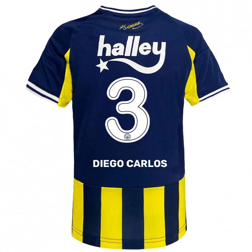 Danxen Kvinnor Diego Carlos #3 Gul Marinblå Vit Hemmatröja Matchtröjor 2025/26 Tröjor T-Tröja
