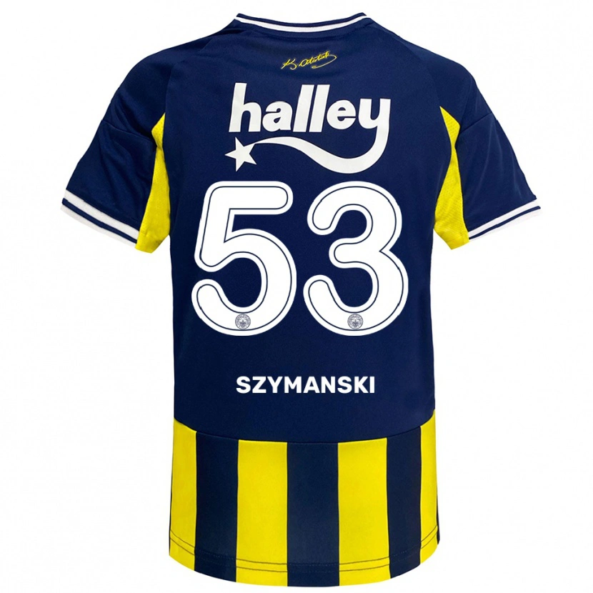 Danxen Kvinnor Sebastian Szymański #53 Gul Marinblå Vit Hemmatröja Matchtröjor 2025/26 Tröjor T-Tröja