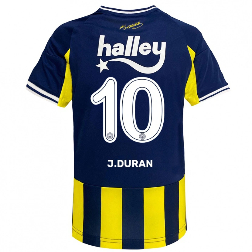 Danxen Kvinnor Jhon Durán #10 Gul Marinblå Vit Hemmatröja Matchtröjor 2025/26 Tröjor T-Tröja