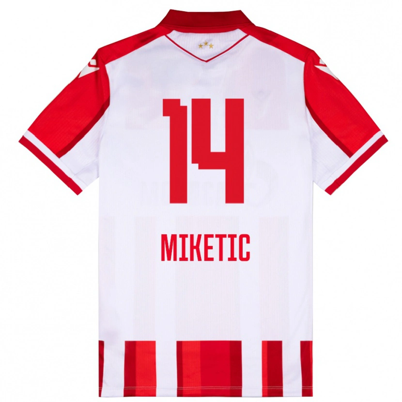 Danxen Kvinnor Aleksandar Miketic #14 Röd Vit Hemmatröja Matchtröjor 2025/26 Tröjor T-Tröja