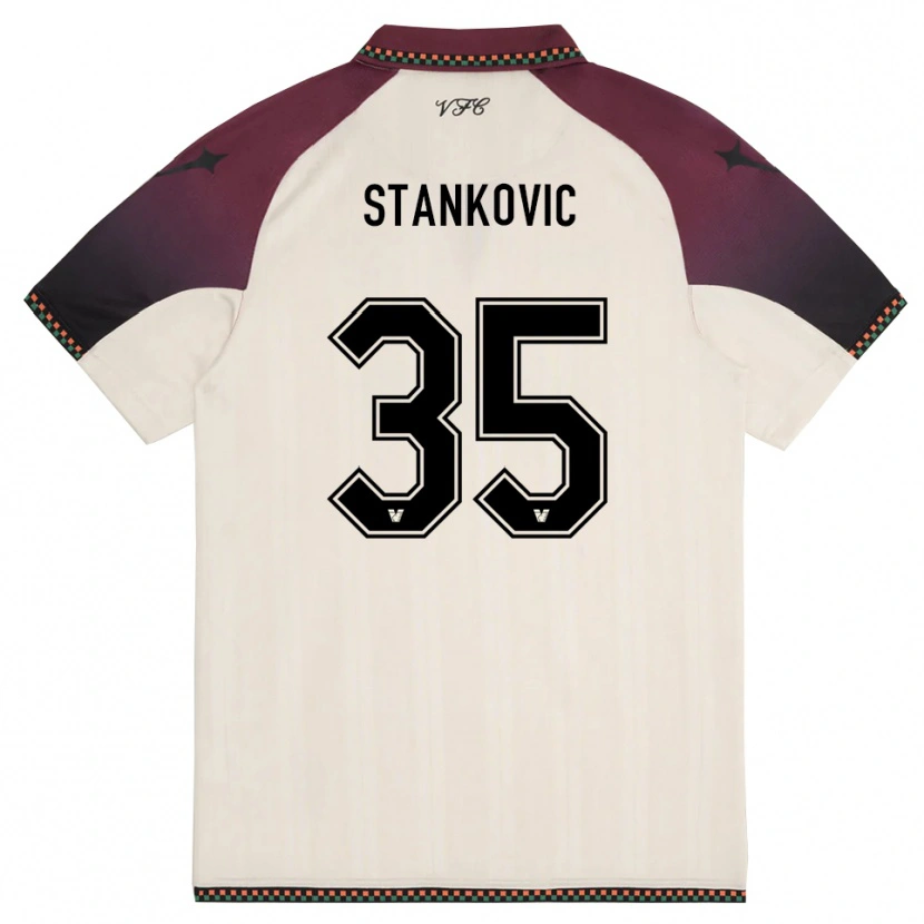 Danxen Kvinnor Filip Stanković #35 Krämfärgad Vinröd Bortatröja Matchtröjor 2025/26 Tröjor T-Tröja