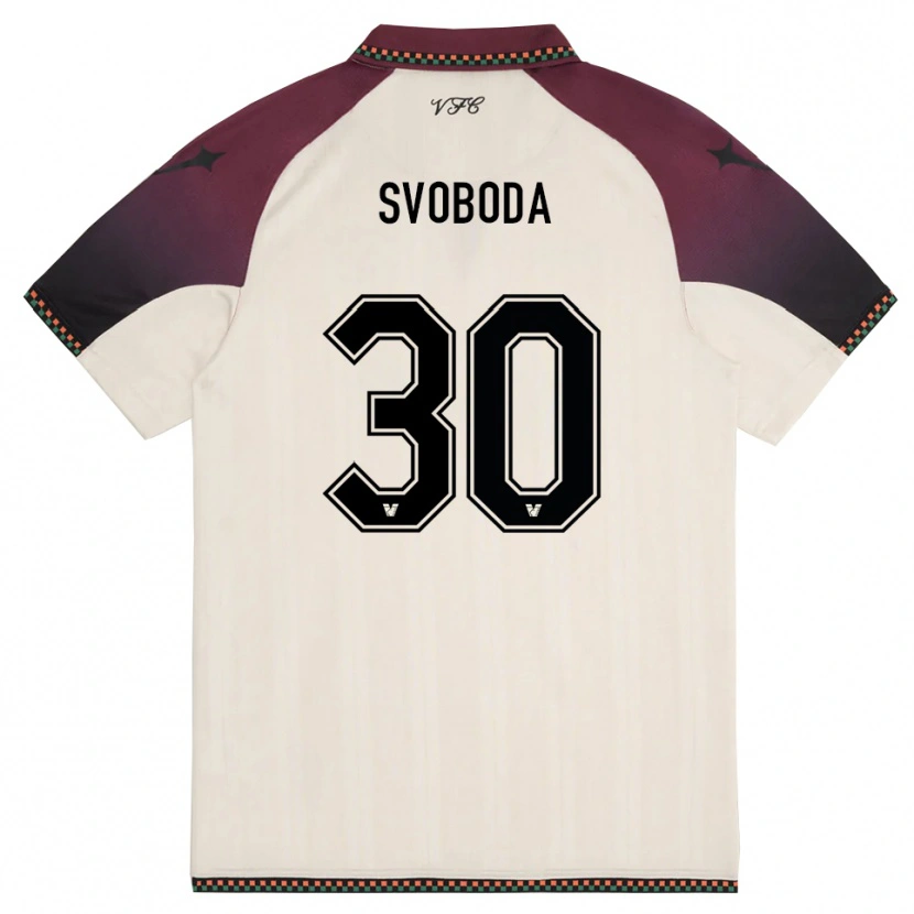 Danxen Kvinnor Michael Svoboda #30 Krämfärgad Vinröd Bortatröja Matchtröjor 2025/26 Tröjor T-Tröja