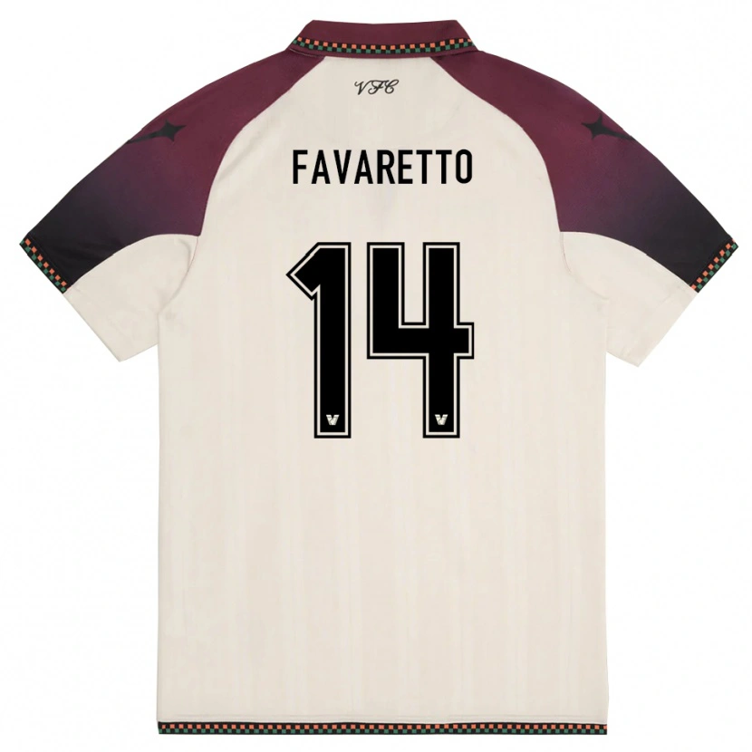 Danxen Kvinnor Alessio Favaretto #14 Krämfärgad Vinröd Bortatröja Matchtröjor 2025/26 Tröjor T-Tröja