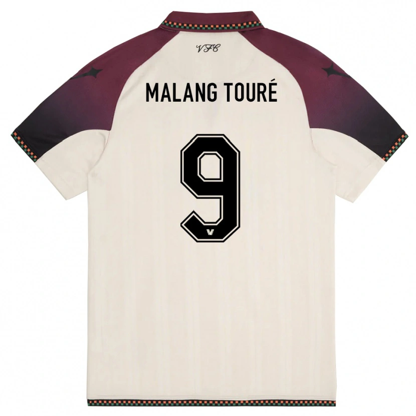 Danxen Kvinnor Mohamed Malang Touré #9 Krämfärgad Vinröd Bortatröja Matchtröjor 2025/26 Tröjor T-Tröja