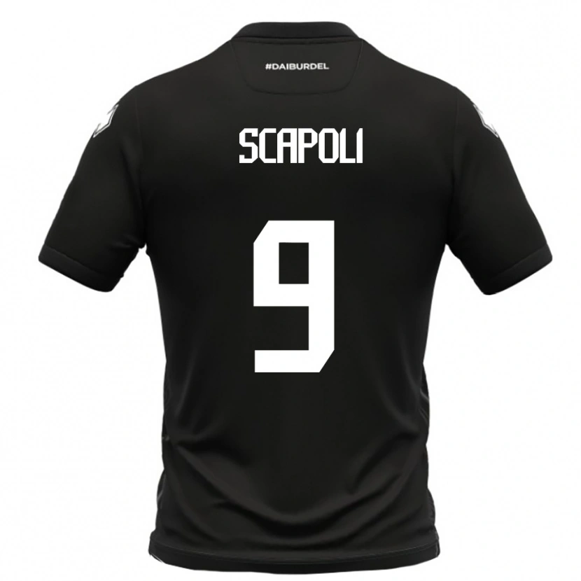 Danxen Kvinnor Francesco Scapoli #9 Svart Vit Bortatröja Matchtröjor 2025/26 Tröjor T-Tröja