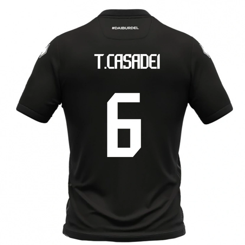 Danxen Kvinnor Tommaso Casadei #6 Svart Vit Bortatröja Matchtröjor 2025/26 Tröjor T-Tröja