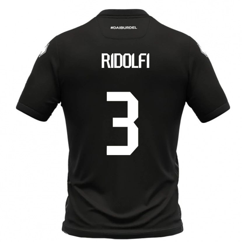 Danxen Kvinnor Mattia Ridolfi #3 Svart Vit Bortatröja Matchtröjor 2025/26 Tröjor T-Tröja