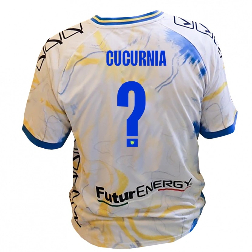Danxen Kvinnor Alessandro Cucurnia #0 Vitt Gult Blått Bortatröja Matchtröjor 2025/26 Tröjor T-Tröja