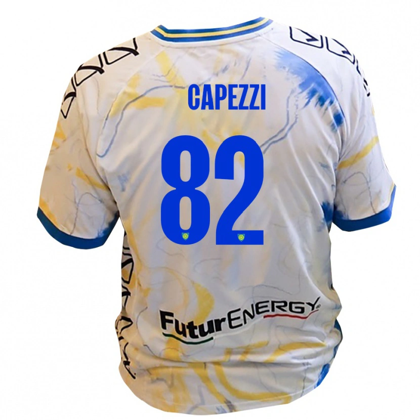 Danxen Kvinnor Leonardo Capezzi #82 Vitt Gult Blått Bortatröja Matchtröjor 2025/26 Tröjor T-Tröja