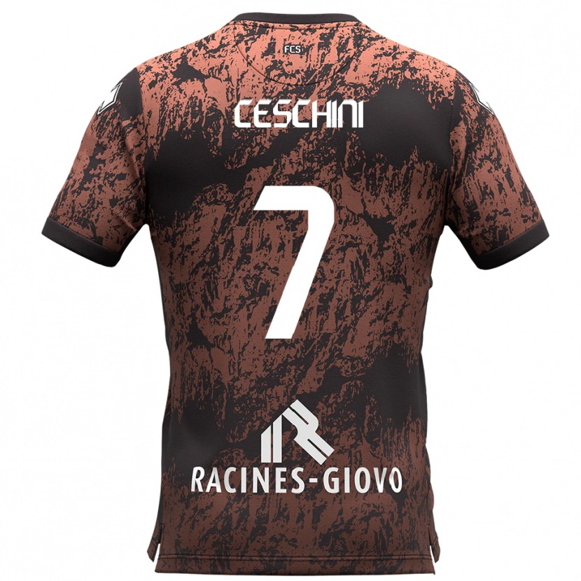 Danxen Kvinnor Nicolò Ceschini #7 Brunt Svart Bortatröja Matchtröjor 2025/26 Tröjor T-Tröja