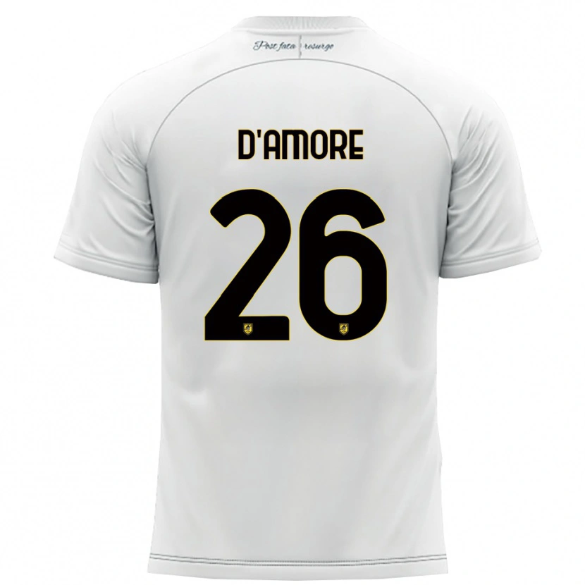 Danxen Kvinnor Francesco D'amore #26 Vitt Gult Bortatröja Matchtröjor 2025/26 Tröjor T-Tröja