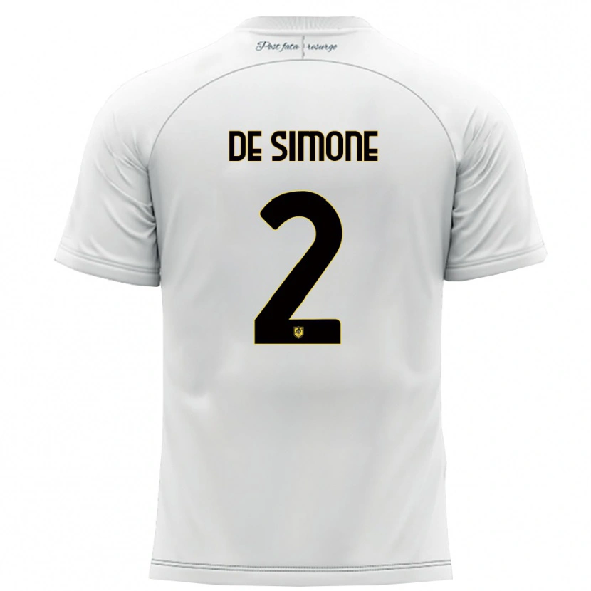Danxen Kvinnor Marco De Simone #2 Vitt Gult Bortatröja Matchtröjor 2025/26 Tröjor T-Tröja