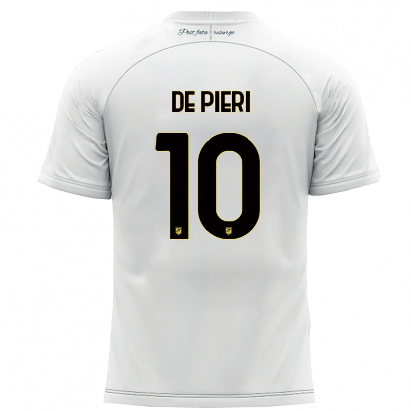 Danxen Kvinnor Giacomo De Pieri #10 Vitt Gult Bortatröja Matchtröjor 2025/26 Tröjor T-Tröja