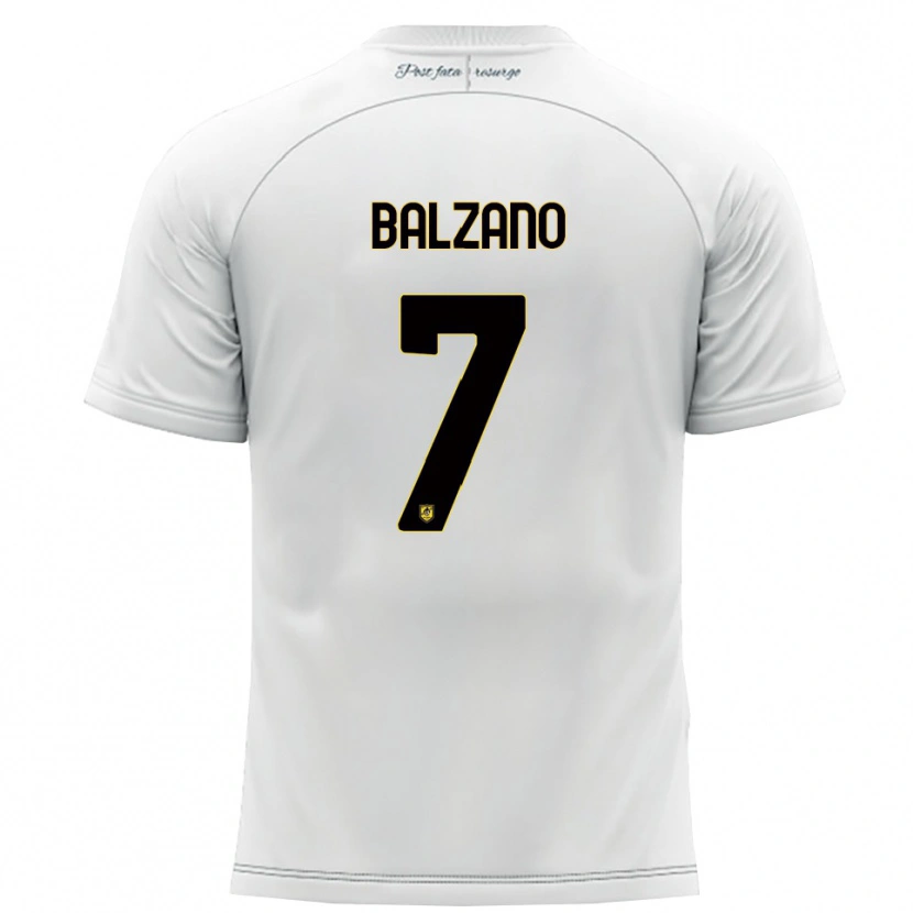 Danxen Kvinnor Francesco Balzano #7 Vitt Gult Bortatröja Matchtröjor 2025/26 Tröjor T-Tröja