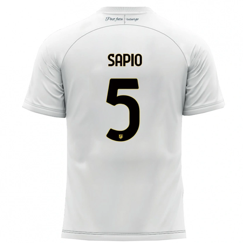 Danxen Kvinnor Jacopo Sapio #5 Vitt Gult Bortatröja Matchtröjor 2025/26 Tröjor T-Tröja