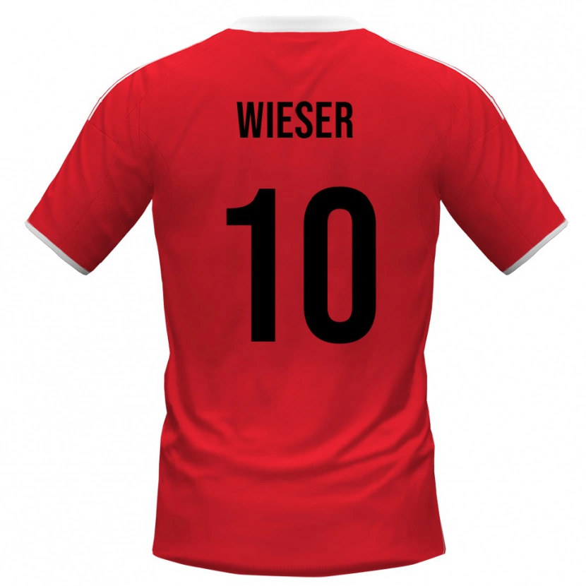 Danxen Kvinnor David Wieser #10 Röd Vit Bortatröja Matchtröjor 2025/26 Tröjor T-Tröja