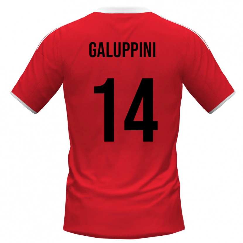 Danxen Kvinnor Francesco Galuppini #14 Röd Vit Bortatröja Matchtröjor 2025/26 Tröjor T-Tröja