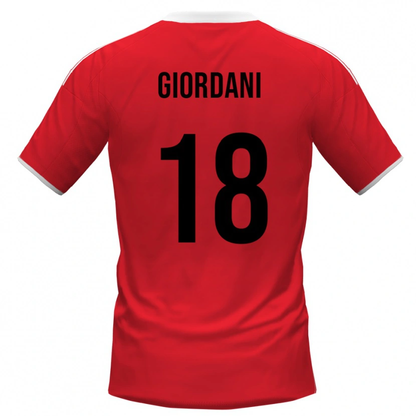Danxen Kvinnor Andrea Giordani #18 Röd Vit Bortatröja Matchtröjor 2025/26 Tröjor T-Tröja