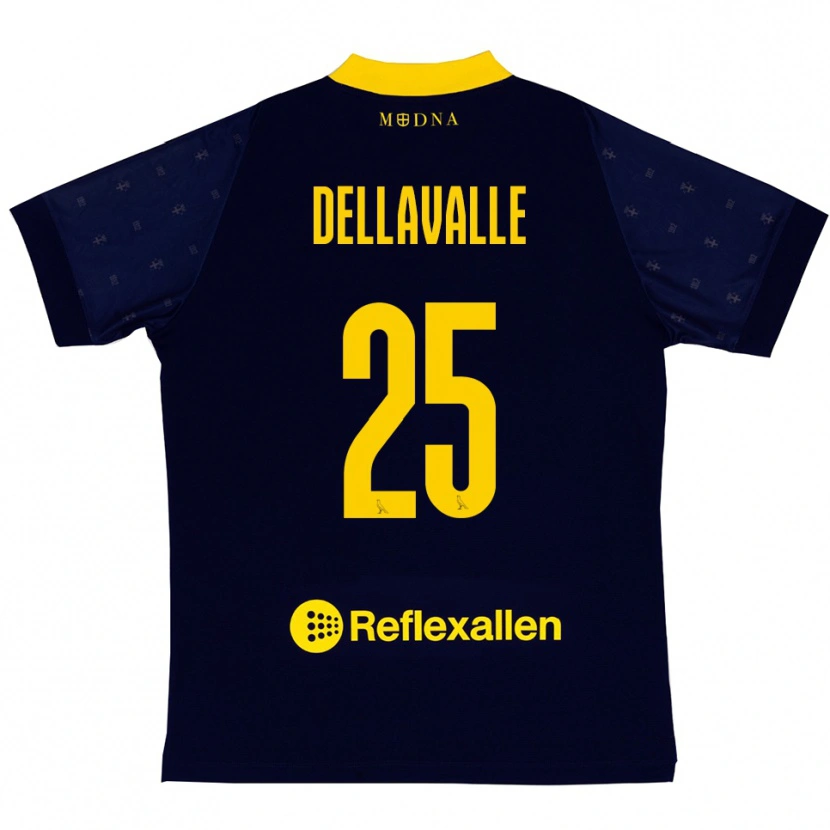 Danxen Kvinnor Alessandro Dellavalle #25 Marinblå Gul Bortatröja Matchtröjor 2025/26 Tröjor T-Tröja