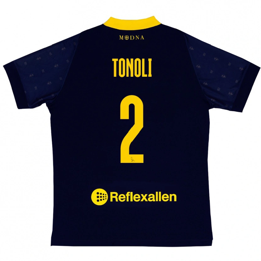 Danxen Kvinnor Daniel Tonoli #2 Marinblå Gul Bortatröja Matchtröjor 2025/26 Tröjor T-Tröja