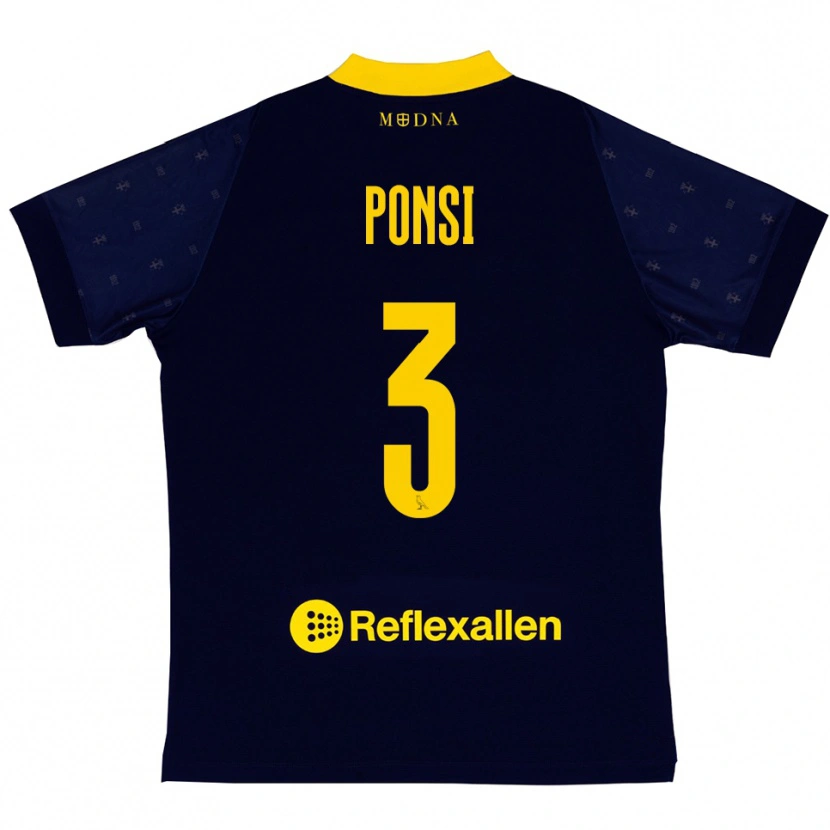 Danxen Kvinnor Fabio Ponsi #3 Marinblå Gul Bortatröja Matchtröjor 2025/26 Tröjor T-Tröja