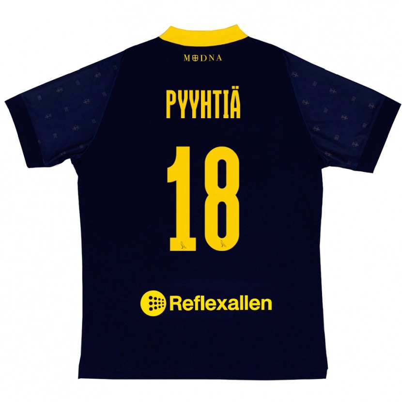 Danxen Kvinnor Niklas Pyyhtiä #18 Marinblå Gul Bortatröja Matchtröjor 2025/26 Tröjor T-Tröja