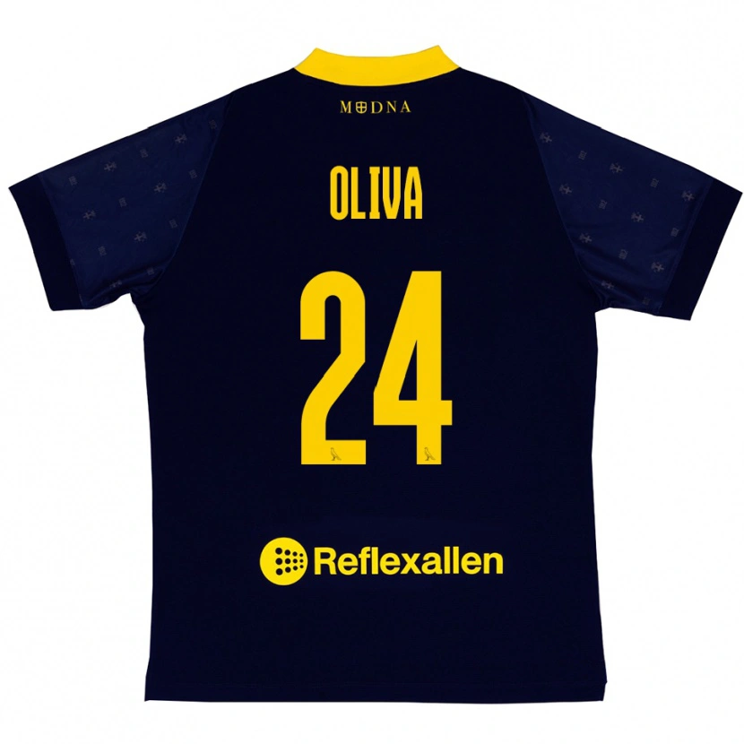 Danxen Kvinnor Marco Oliva #24 Marinblå Gul Bortatröja Matchtröjor 2025/26 Tröjor T-Tröja