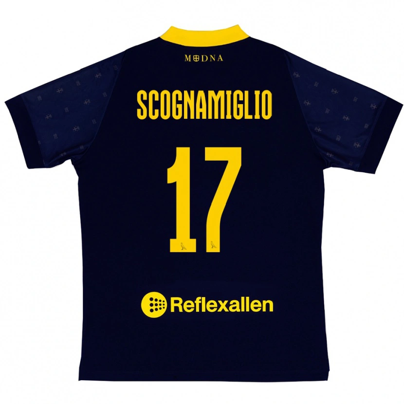 Danxen Kvinnor Giuseppe Scognamiglio #17 Marinblå Gul Bortatröja Matchtröjor 2025/26 Tröjor T-Tröja