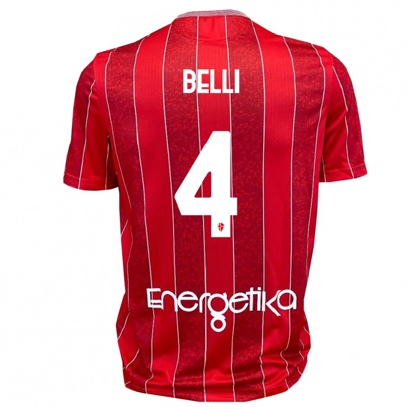 Danxen Kvinnor Francesco Belli #4 Röd Vit Bortatröja Matchtröjor 2025/26 Tröjor T-Tröja