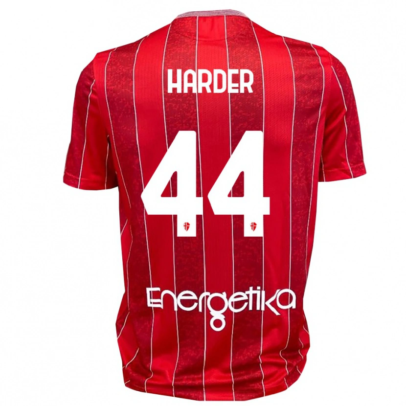 Danxen Kvinnor Jonas Harder #44 Röd Vit Bortatröja Matchtröjor 2025/26 Tröjor T-Tröja
