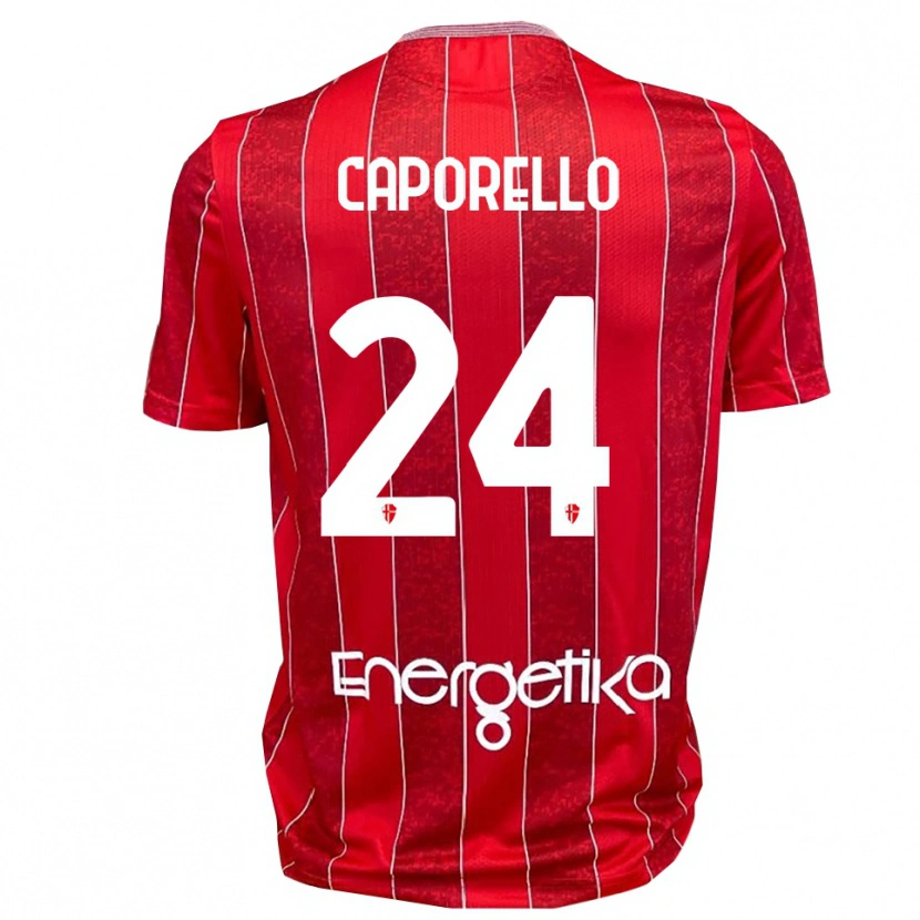 Danxen Kvinnor Edoardo Caporello #24 Röd Vit Bortatröja Matchtröjor 2025/26 Tröjor T-Tröja