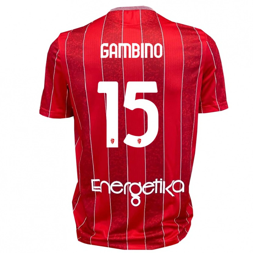 Danxen Kvinnor Christian Gambino #15 Röd Vit Bortatröja Matchtröjor 2025/26 Tröjor T-Tröja