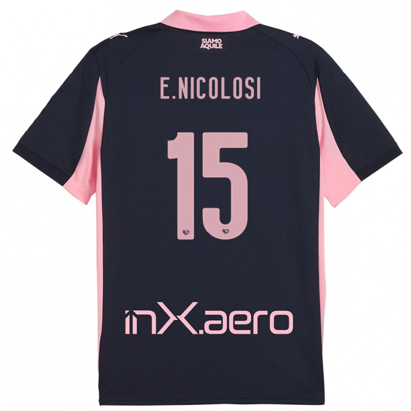 Danxen Kvinnor Ettore Nicolosi #15 Marinblå Rosa Bortatröja Matchtröjor 2025/26 Tröjor T-Tröja
