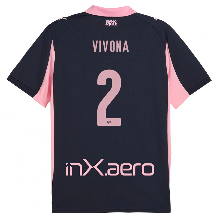 Danxen Kvinnor Samuele Vivona #2 Marinblå Rosa Bortatröja Matchtröjor 2025/26 Tröjor T-Tröja