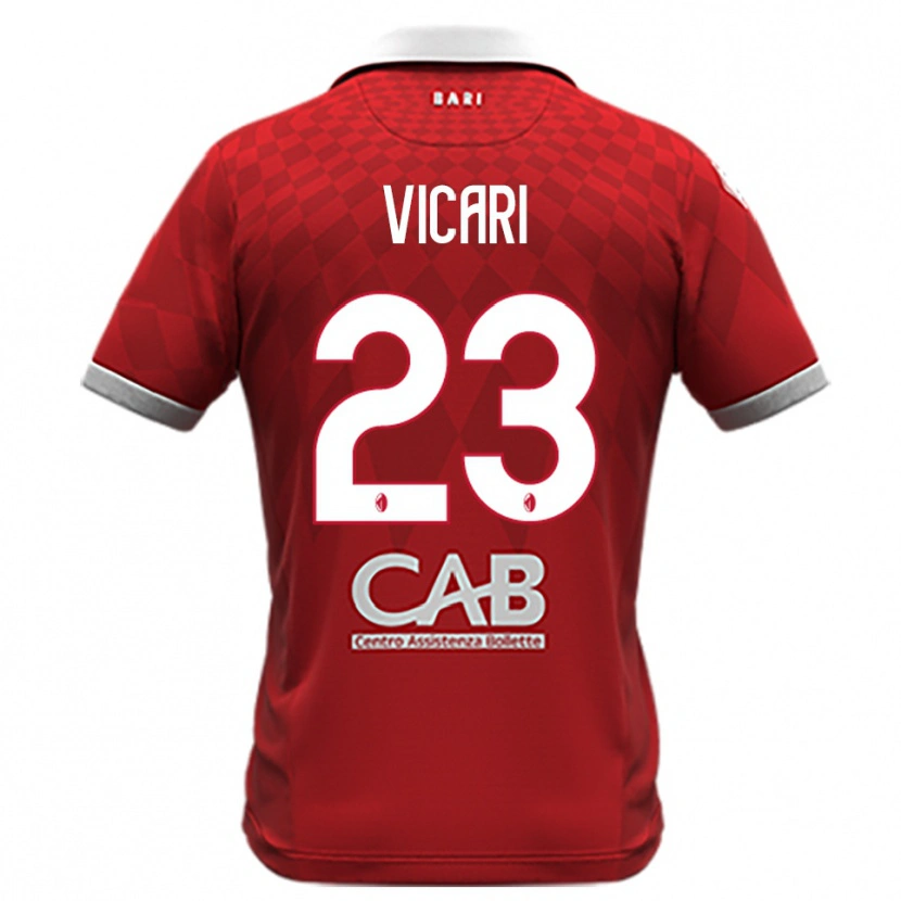 Danxen Kvinnor Francesco Vicari #23 Röd Vit Bortatröja Matchtröjor 2025/26 Tröjor T-Tröja